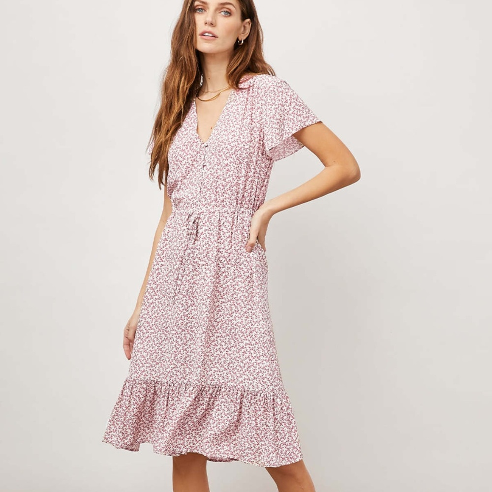 Rails Kiki Garden Party Midi Dress Pink White S